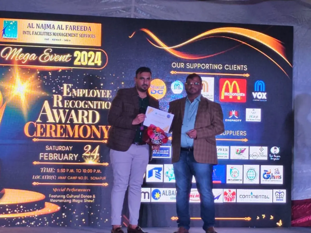 Finished award-stage media graphics and event presentation
